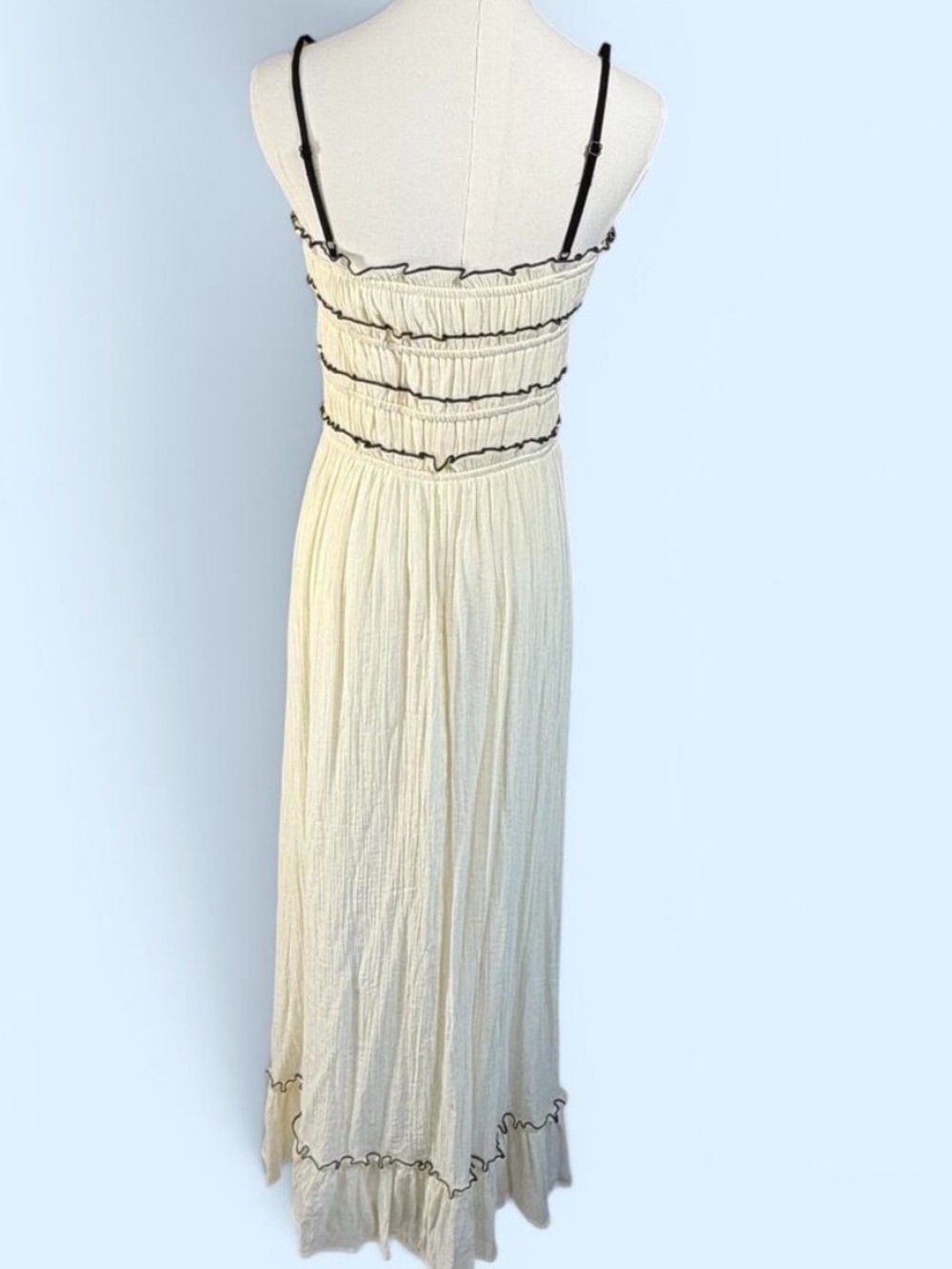 NWT! Cream & Black Frill Cami Maxi Dress - Picture 5 of 5